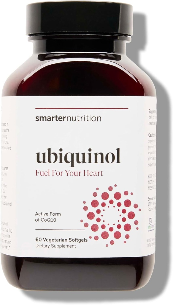 SMARTERNUTRITION Ubiquinol 100mg + Natural Plant Based Complete Omega 3 6 9 - Clinically Studied Ahiflower® Oil - Εξαιρετικά Απορρόφηση CoQ10 για υποστήριξη καρδιάς - Non-GMO - 60 Softgels[30-Day Supply]