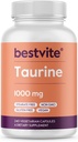 BESTVITE Taurine 1000mg (240 κάψουλες χορτοφαγικής) - Δεν Stearates - Δεν Fillers - Δεν Flow Agents - Vegan - Μη ΓΤΟ - Χωρίς γλουτένη