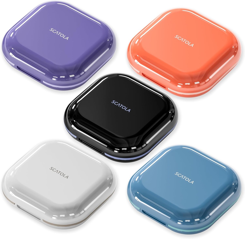 Small Pill Case 4 Compartments Light Grey Purple Blue Black and Pink Set of 5