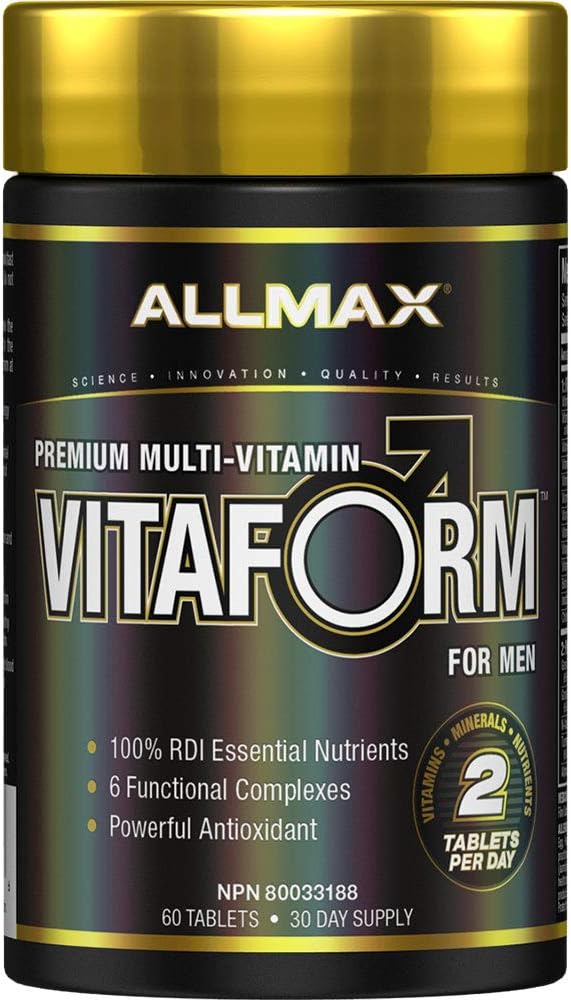 ALLMAX VITAFORM - 60 δισκία - Premium πολυβιταμίνη για άνδρες - Έξι λειτουργικά σύμπλοκα + βιταμίνη C, D3 & ψευδάργυρο - 30 εξυπηρετούν