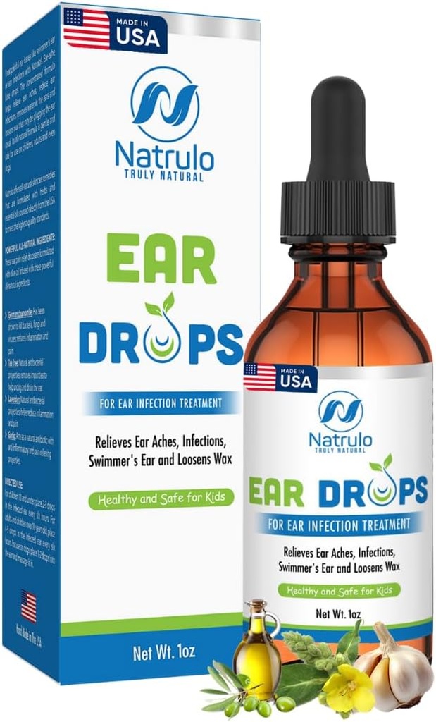 Ear Drops for Ear Infections – All Natural Mullein Garlic Oil for Earaches, Swimmer's Ear, Clogged Ears, Earwax Removal and Itchy Ears – Ear Care Treatment for Adults, Children and Pets, Made in USA