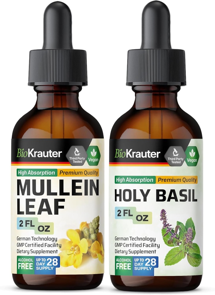 BIO KRAUTER Mullein Βάμμα 2 Fl. Oz. & Άγιος Βασίλειος Βάμμα 2 Fl. Oz.