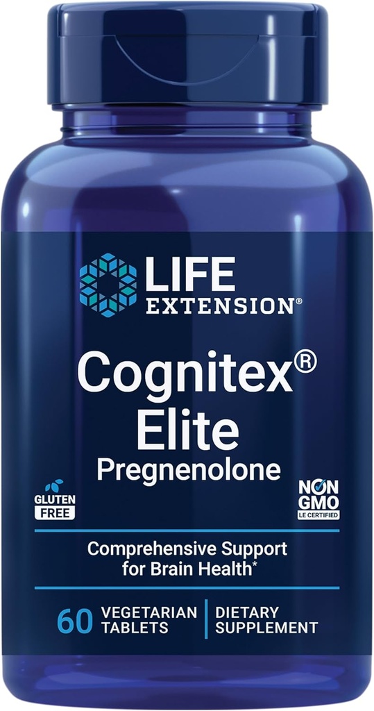 Επέκταση ζωής Cognitex® Elite Pregnenolone, φασκόμηλο, βατόμουρο, ashwagandha, phosphatidylserine, Advanced Formula, Προσοχή, Εστίαση, Μνήμη, Χωρίς γλουτένη, Μη ΓΤΟ, Χορτοφαγικά, 60 δισκία