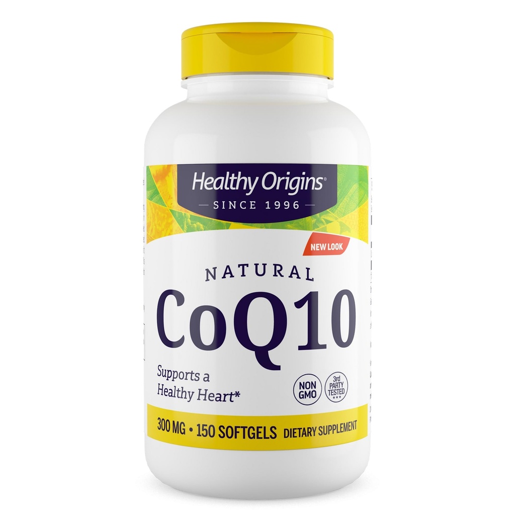 Healthy Origins® CoQ10 300 mg – Φυσικό Trans-ισομερές Ubiquinone – Yeast Fermented, υποστηρίζει την υγεία της καρδιάς & κυτταρική ενέργεια – μη GMO 150 Softgels