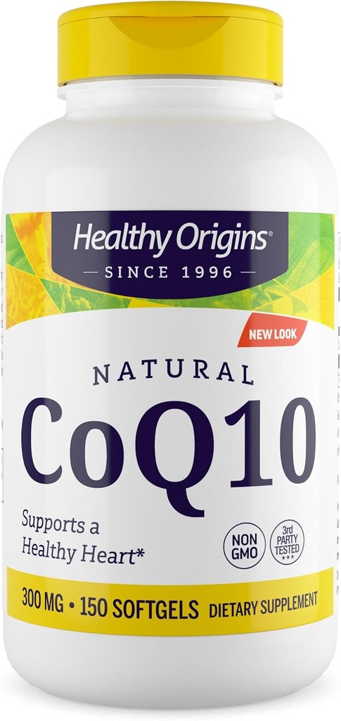 Healthy Origins® CoQ10 300 mg – Φυσικό Trans-ισομερές Ubiquinone – Yeast Fermented, υποστηρίζει την υγεία της καρδιάς & κυτταρική ενέργεια – μη GMO 150 Softgels