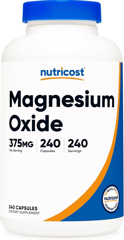 Nutricost Magnesium Oxide 375mg, 240 Capsules - 210mg of Magnesium, Non-GMO, Gluten Free