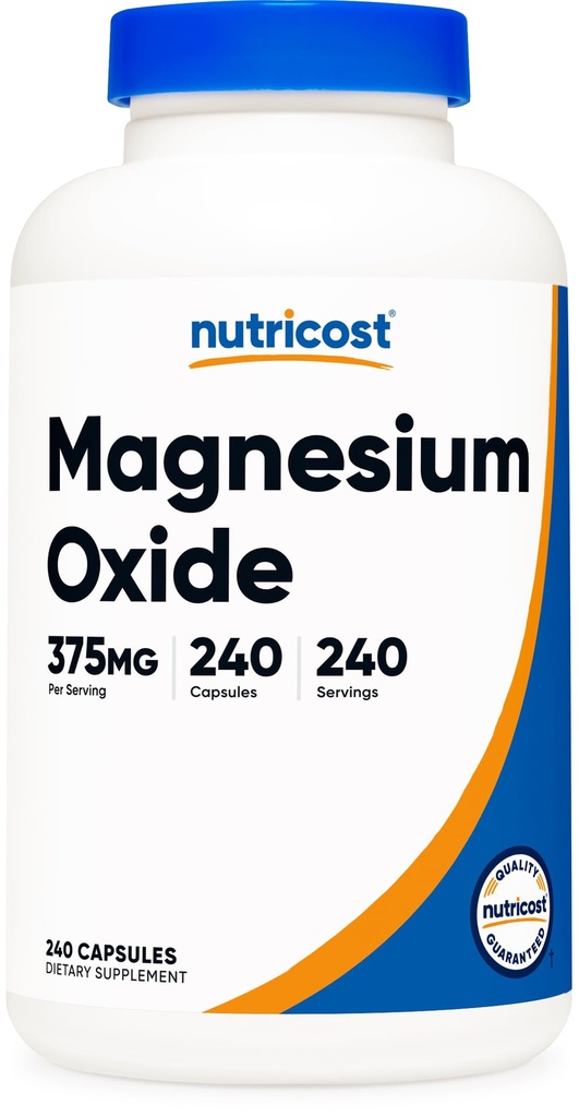 Nutricost Magnesium Oxide 375mg, 240 Capsules - 210mg of Magnesium, Non-GMO, Gluten Free