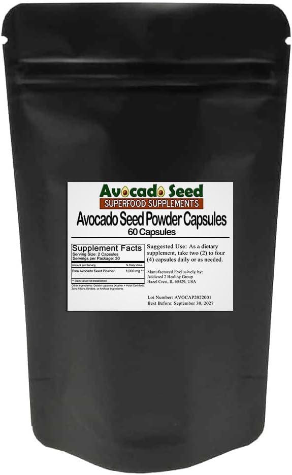 Κάψουλες σκόνης σπόρων Avocado [60 Count] #1 Συμπληρώματα προβιοτικών ινών + αντιοξειδωτικά, Ακατέργαστα τρόφιμα, Digestive Health - The Ultimate Sustainable SuperFood