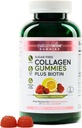 NatureWise Collagen Gummies - Χωρίς ζάχαρη Υδρολυμένα Κολλαγόνα Gummies - Τύπος 1 & 3 Πεπτίδια για τις γυναίκες + Βιοτίνη, Βιταμίνη C, E, & Ψευδάργυρος για το δέρμα των μαλλιών και τα νύχια Υποστήριξη - 180 Count[3-Month Supply]