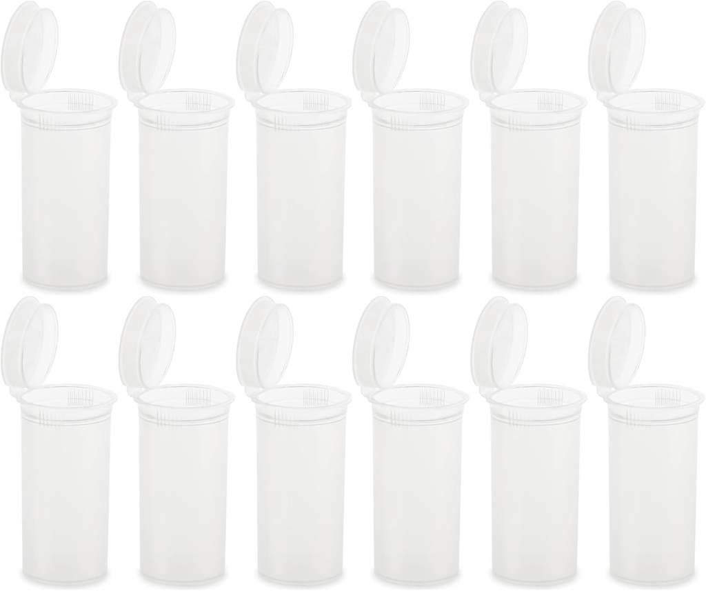 12 Pack Empty Plastic Pill Bottles with Caps, Airtight Multi-Purpose 13 Dram Pill Container with Pop Top Caps for Medicines, Supplements, or Any Small Items (Clear Transparent)