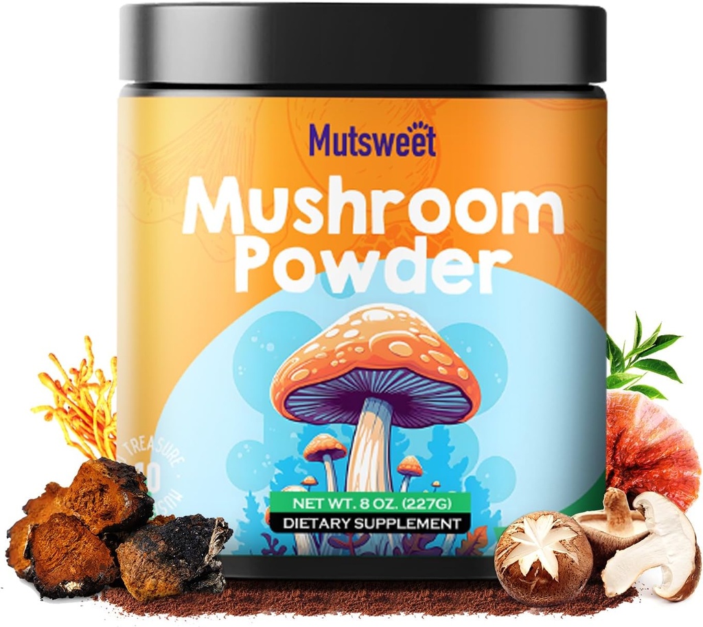 Mushroom Powder Supplement, 75 Σερβιρίσματος 10 Μανιτάρια Blend για καφέ & smoothies, 8 oz Μανιτάρια & Rhodiola Rosea με Lions Mane, Reishi, Chaga, Cordyceps για ενέργεια, μνήμη, ανοσοποιητικό