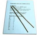Colloidal Silver Generator Wire Guaranteed 99.99% Pure - Set of (2) 4" Electrode Rods 12-Gauge (0.08 in. / 2.06 mm) with Certificate of Compliance/Complete Chemical Analysis of Alloy Composition