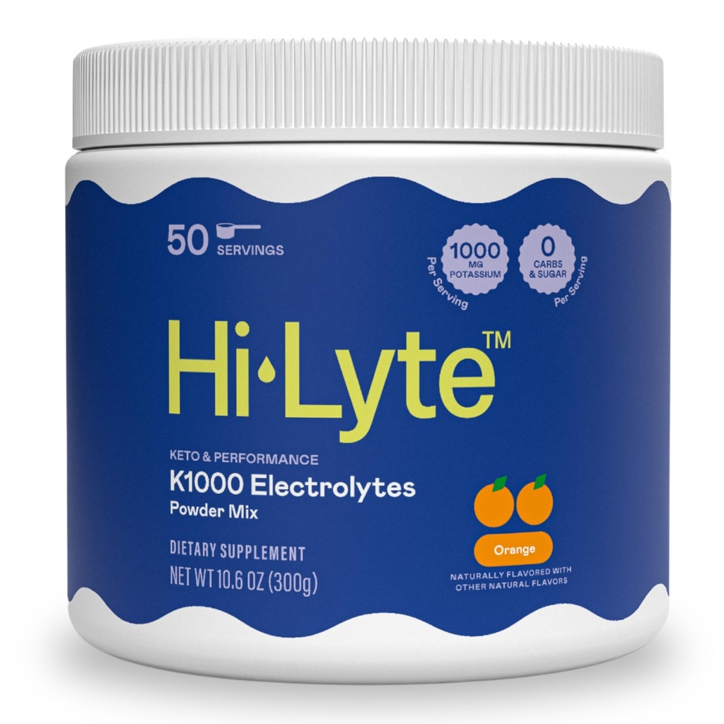 Hi-Lyte K1000 Electrolytes Powder Mix Orange Keto & Performance, 50 Servings