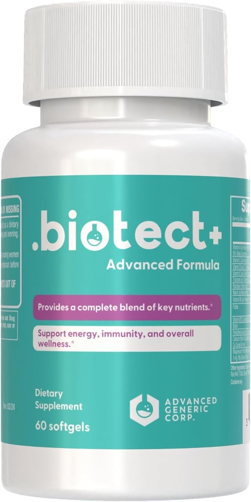 Biotect + Advanced Immune Support Formula - Συμπληρωμένο ημερήσιο συμπλήρωμα ευεξίας με τα απαραίτητα θρεπτικά συστατικά για την ενέργεια, την ανοσία και τη συνολική υγεία - 60 Softgels, 30-Day Supply
