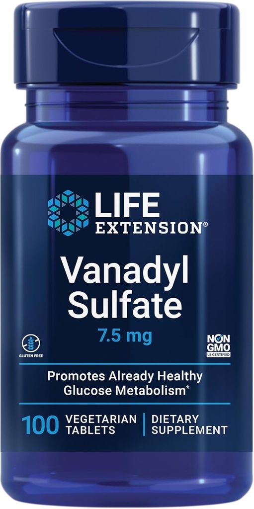 Επέκταση ζωής Vanadyl Sulfate, Trace Mineral, Vanadium, Υγιεινή γλυκαιμική ισορροπία, Υγιής Μεταβολισμός, Λειτουργία ορμονών, Χωρίς γλουτένη, Μη ΓΤΟ, Χορτοφαγικά – 100 δισκία