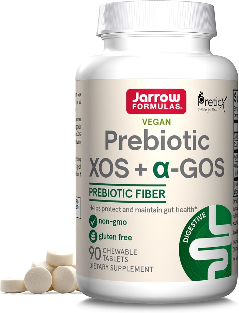 Jarow Formulas Prebiotic XOS + GOS - Fiber Complex Supplement - 90 Chewable Tablets - Enriches & Nourishes Gut Microbiome - Υποστηρίζει την ανάπτυξη των Ωφέλιμων Βακτηρίων - 30 Υπηρεσίες