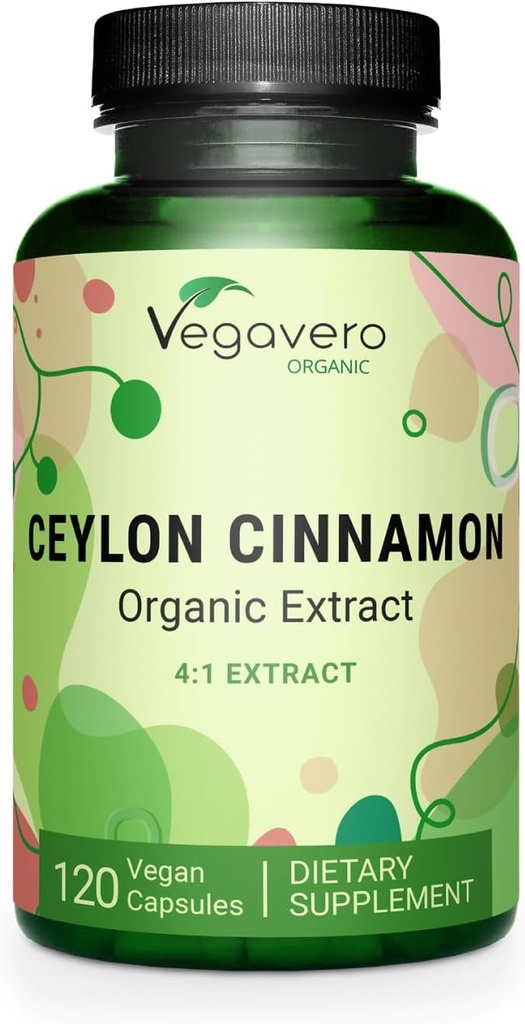 Vegavero Organic Ceylon Cinnamon | 2000mg | USDA Certified | NO Artificial Additives | 4 Month Supply | Lab-Tested, Non-GMO | 120 Capsules | Vegan