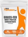 BulkSupplements.com Grass Fed Whey Protein Powder - Whey Protein Concentrate Powder - Μη αρωματισμένη & Χωρίς γλουτένη, 30g ανά Σερβίρισμα, 500g (1.1 lbs) (Pack of 1)