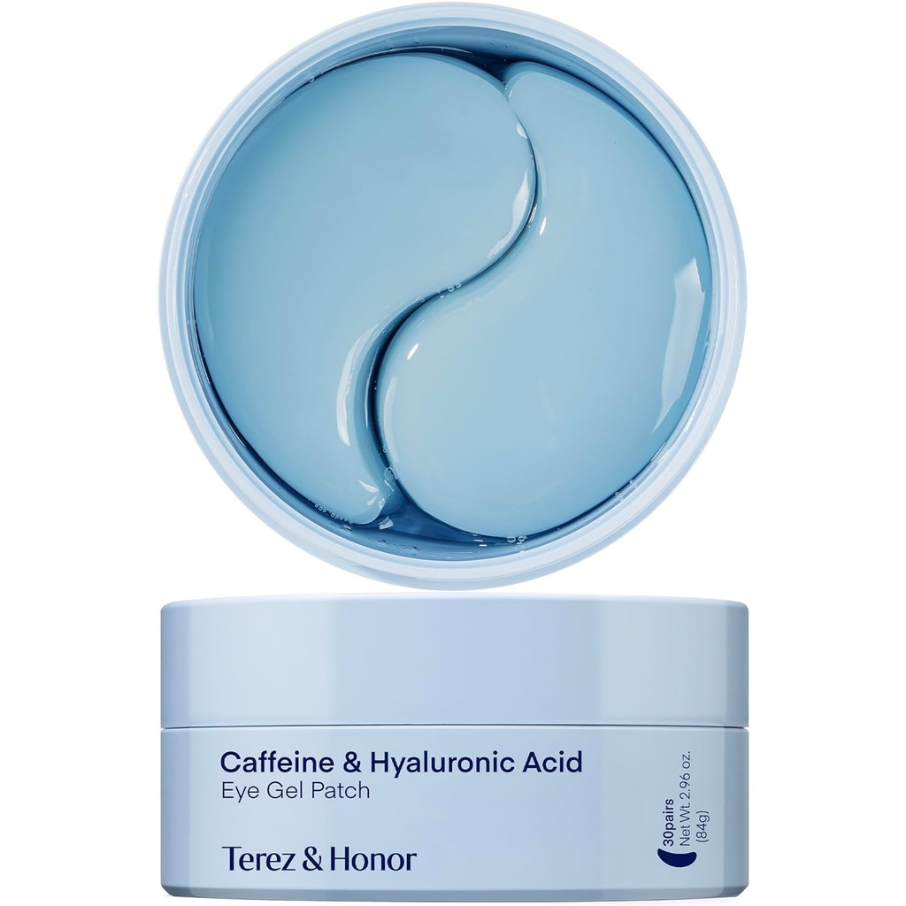TEREZ & HONOR Under Eye Patches for Dark Circles - 60 Κορεατικά Hydrogel Masks for Puffiness, Τσάντες με καφεΐνη, Υαλουρονικό οξύ, Νιακιναμίδη - Undereye Brightening, Hydrating, Anti-Wrinkle & Cooling