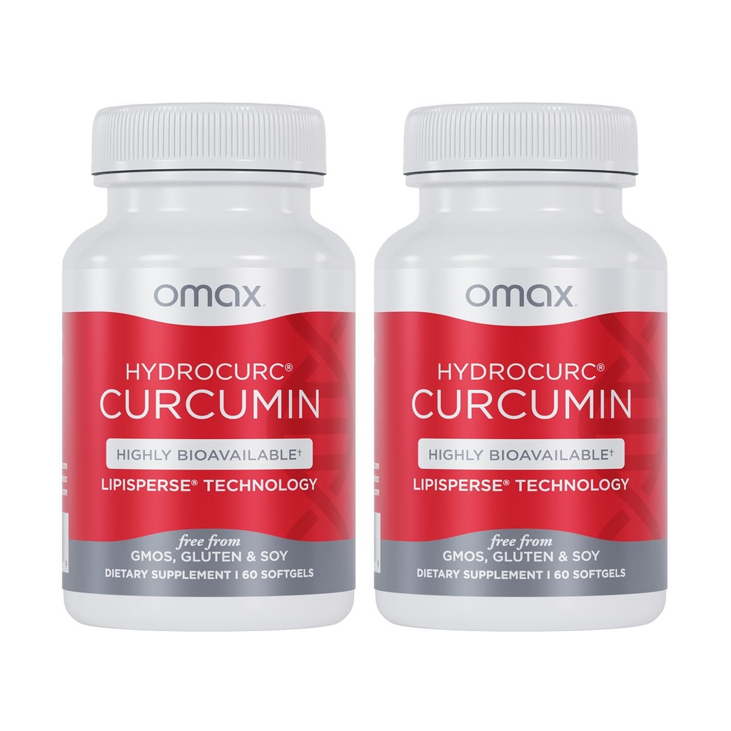 Omax3 2 Pack- HydroCurc Turmeric Curcumin Softgels, Πολύ βιοδιαθέσιμο νανοσωματίδιο πετρελαίου MCT για τη δύναμη & απορρόφηση, κοινή υγεία, 120 Softgels