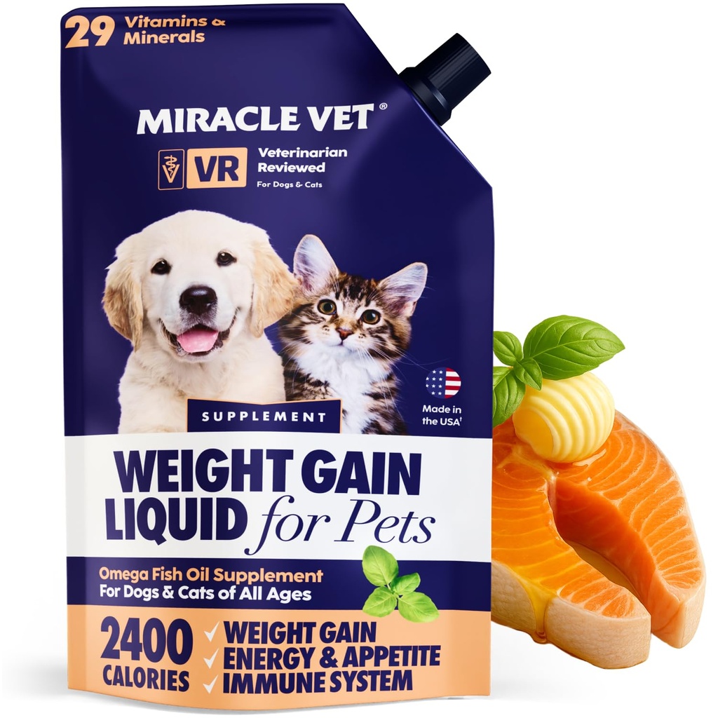 Miracle Vet High-Calory Weight Gainer για σκύλους & γάτες - Πολυβιταμινικό συμπλήρωμα διατροφής Gel, Ωμέγα ιχθυέλαιο, ασβέστιο - κουταλάκι, Senior, προγεννητική γάτα & βιταμίνες σκύλου, συμπληρώματα για την αύξηση βάρους