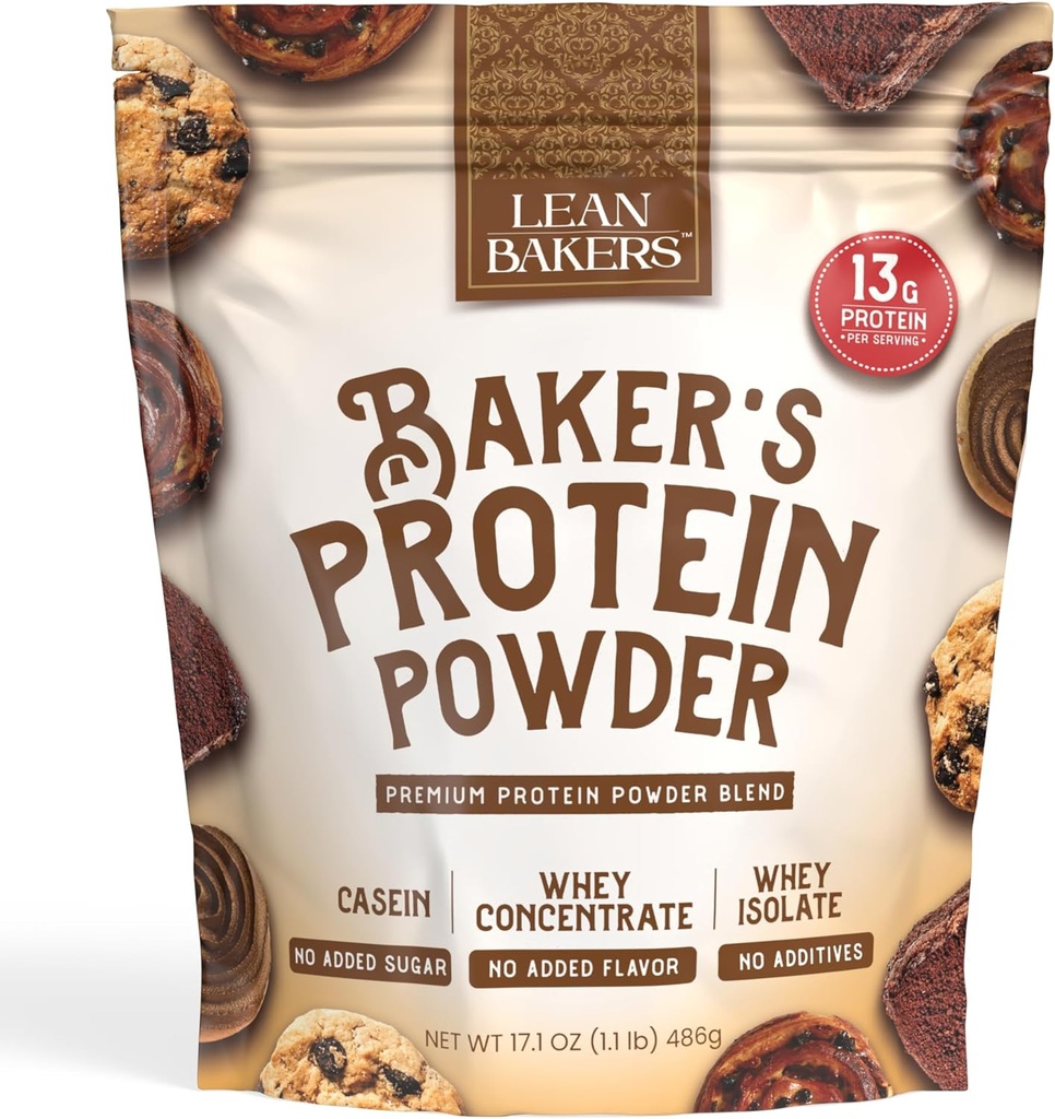 Πρωτεΐνη Baker's Pure Natural Protein Blend, Whey Isolate, Whey Concent, Καζεΐνη, Χωρίς γλουτένη, χωρίς γλυκαντικά, Χωρίς γεύση, 17,1 oz, για Ψήσιμο υψηλής πρωτεΐνης χαμηλή θερμίδες