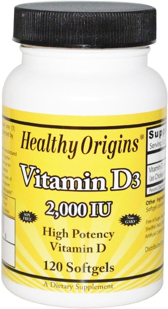 Υγιεινή προέλευση Βιταμίνη D3 Softgels, 120 κόμης