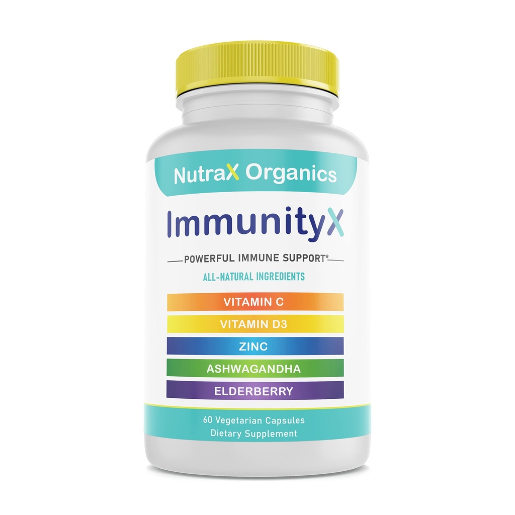All-in-One Organic Immune Support Supplement 60 Vegan Κάψουλες - Elderberry 500mg, Ashwagandha 500mg, 400mg Βιταμίνη C και ψευδάργυρος - Βιταμίνη D3 - Immune Boosters για Ενήλικες