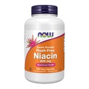 NOW Συμπληρώματα Τροφίμων, Νιασίνη (Vitamin B-3) 500 mg, Χωρίς Φλος, Διπλή Δύναμη, Διατροφική Υγεία, 180 κάψουλες