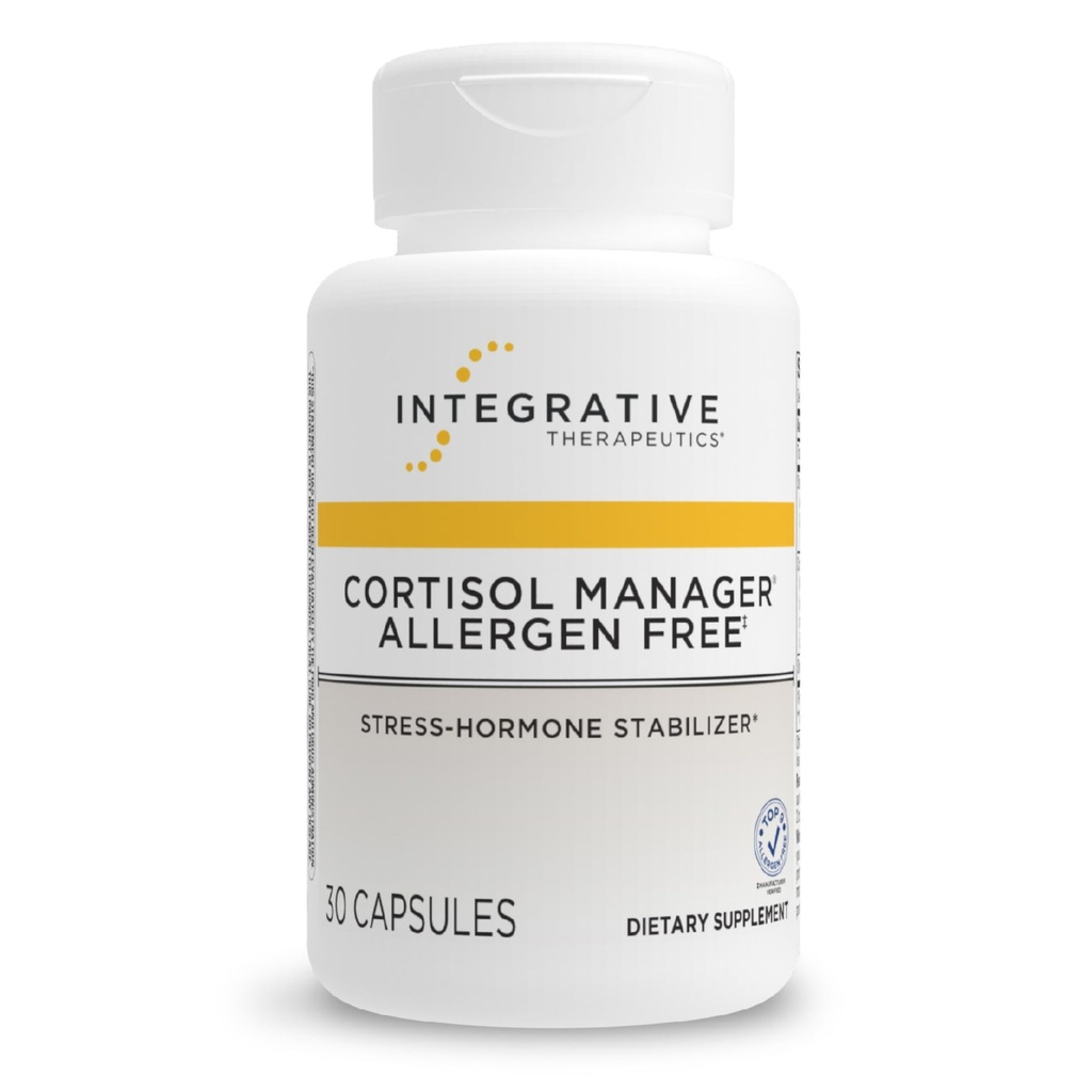 Integrative Therapeutics Cortisol Manager Allergen Free - Adrenal Health Support Supplement for Healthy Stress Response* - Vegan, Non-Dairy & Gluten-Free - 30 Capsules (15 Servings)