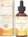 Naturments Vitamin D3 with K2 Liquid Drops (as Lichen) +K2 Complex : for Bone and Heart Health Formula Immune Support and Energy - Γρηγορότερη απορρόφηση Μη ΓΤΟ, Vegan Alcohol-Free, Sugar-Free 1 FL Oz