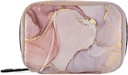 Pink Golden Marble Pill Organizer Case 7 Day Travel Pill Box with Zipper Portable Weekly Vitamin Medicine Supplement Holder Pouch Bag