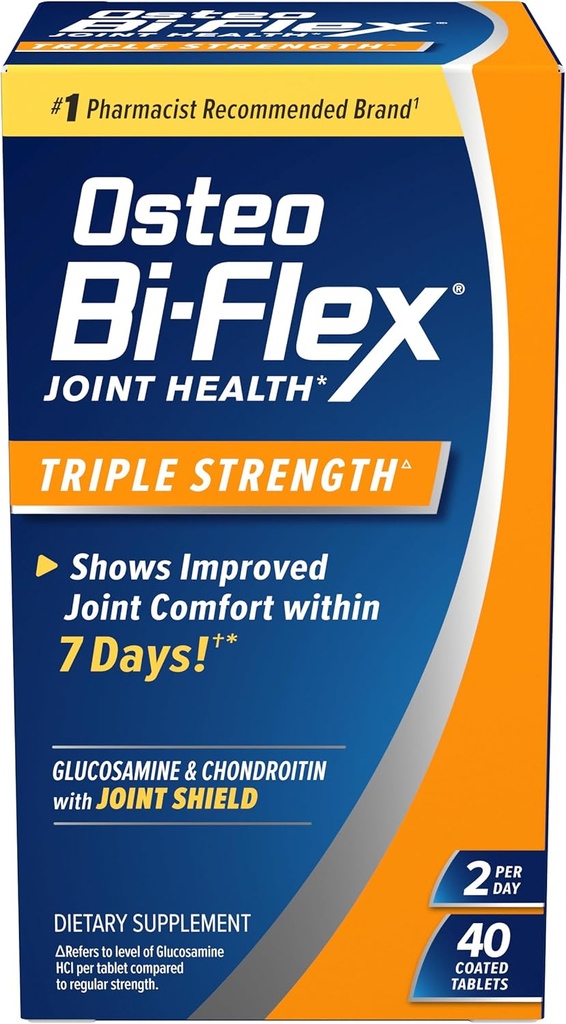 Osteo Bi- Flex Triple Strength(5), Γλυκοσαμίνη Χονδροϊτίνη με Βιταμίνη C Joint Health Supplement, Επικαλυμμένα δισκία, 40 Count