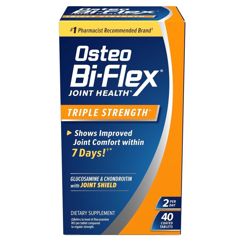 Osteo Bi- Flex Triple Strength(5), Γλυκοσαμίνη Χονδροϊτίνη με Βιταμίνη C Joint Health Supplement, Επικαλυμμένα δισκία, 40 Count