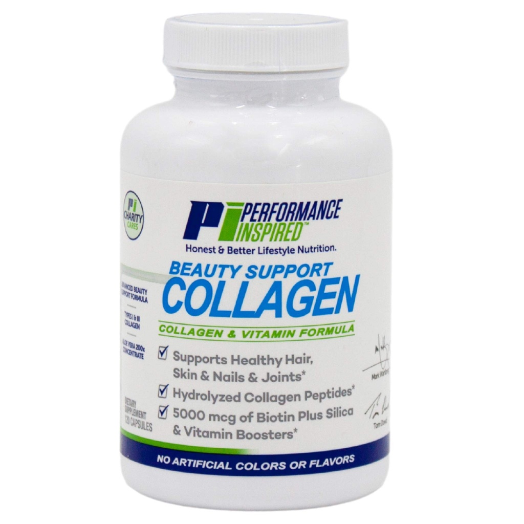 Performance Inspired Nutrition Collagen Capses – Κοινή, Δερμάτινα, Καρφιά & Υποστήριξη Ομορφιάς – 5000mcg Biotin, Silica, Aloe Vera & Collagen Peptides – 120 Count