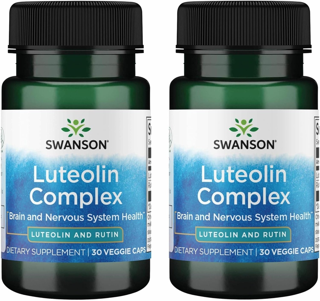 Swanson Luteolin Complex w/Rutin - Συμπλήρωμα υποστήριξης εγκεφάλου που προωθεί τη μνήμη, Mood & Γνωστική υγεία - Φυσική φόρμουλα για να βοηθήσει τη διατήρηση του νευρικού συστήματος - (30 κάψουλες λαχανικών) 2 Pack