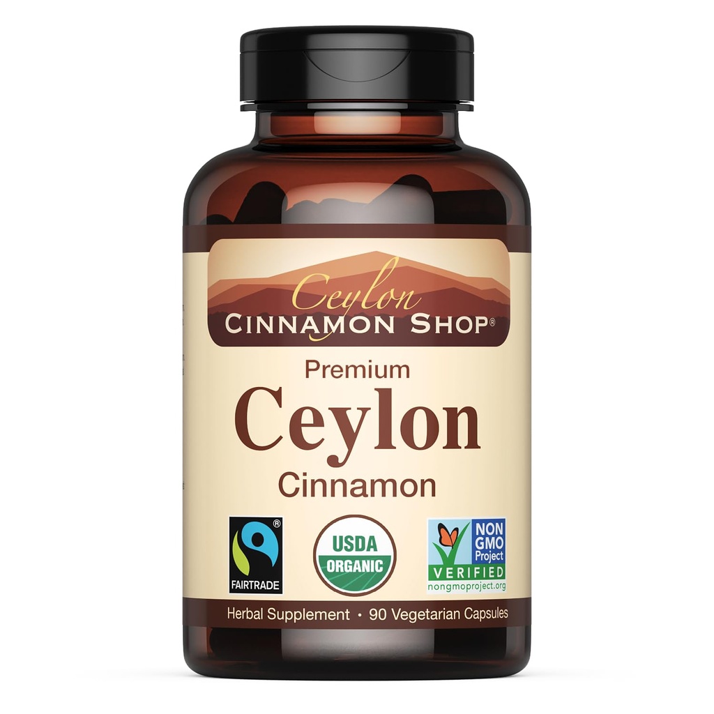 Ceylon Cinnamon Shop Βιολογικό Ceylon Cinnamon (100% Certified) Συμπλήρωμα, 90 Κάψουλες
