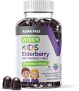 Viteey Sambucus Elderberry Gummies for Kids - Χωρίς ζάχαρη - Ανοσοποιητικά συμπληρώματα υποστήριξης με βιταμίνη C & ψευδάργυρο, [3-1 ανοσοενισχυτής] Vegan, Gelatin Free, Gluten Free - Tasty Chewable Berry Γεύση