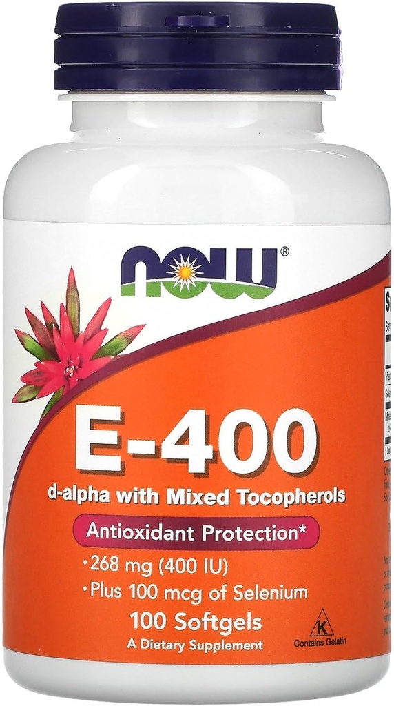 Τώρα Τρόφιμα E-400 D-Alpha με Μικτές Τοκοφερόλες, 268 mg (400 IU), 100 Softgels
