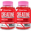 Creatine Monohydrate Gummies for Men & Women - Createine Pre-Workout Gummies with Taurine & Vitamin B6 B12 for Maximum Strength, Muscle, Energy, Endurance & Focus, Organic, Vegan - 120 Count