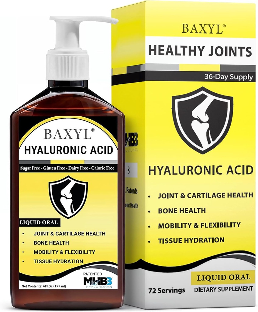 BAXYL® - Υγρό Υαλουρονικό οξύ για το κοινό συμπλήρωμα ανακούφισης (Vegan, χωρίς γλουτένη, μη ΓΤΟ, πατενταρισμένο MHB3) 