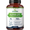 Zazzee Extra Strength Alpha GPC Choline, 700 mg ανά Σερβίρισμα, 75 Vegan Κάψουλες, 100% Καθαρή Φαρμακευτική Βαθμός, 100% Χορτοφαγική, Τυποποιημένη για Ικανότητα και Καθαρότητα, Όλα-Φυσικά και Μη-ΓΤΟ
