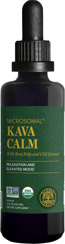 Global Healing Center - Organic Kava Calm - MicroSomal Tech, Pure Kava Drops - Δημιουργήστε ηρεμία, ιδιαίτερα εκείνοι που εμπλέκονται με GABA