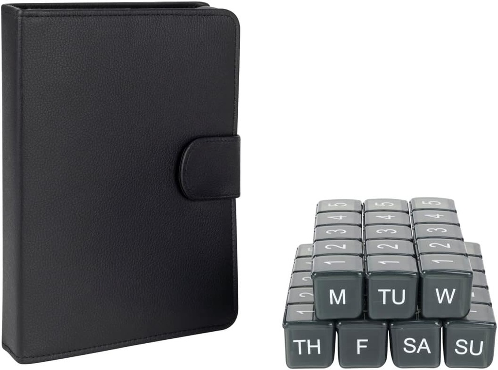 e-Pill 5 Times a Day x 7 Day Large Weekly Pill Organizer, Vitamin and Medicine Pill Box - with Discreet Case (Black)