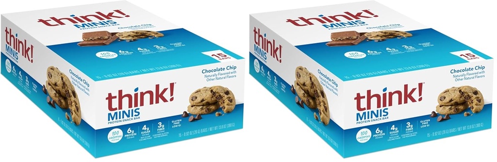 Σκέψου! MINIS Snack Protein Bars, Χωρίς γλουτένη, Chocolate Chip, 15 Count (Pack of 2)