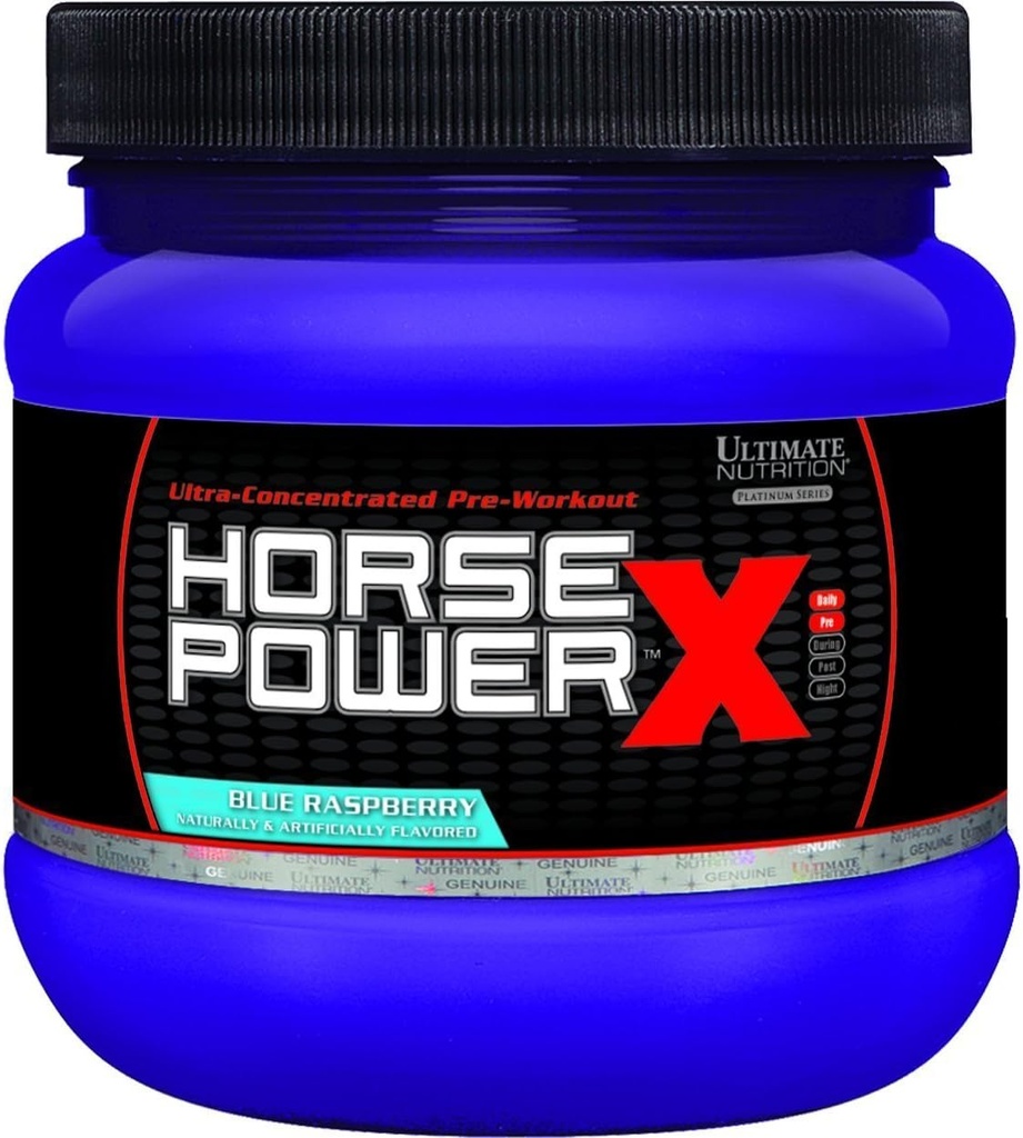 Ultimate Διατροφή Ιπποδύναμη X Advanced Preworkout συμπλήρωμα με Creatine και βιταμίνη B12, 45 εξυπηρετούν, Blue Raspberry