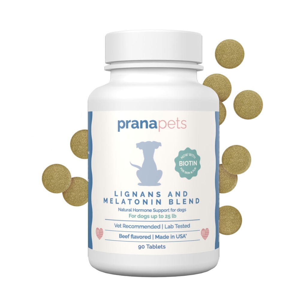 PranaPets Lignans & Μελατονίνη με Biotin Blend Φυσικά Βοηθήματα στην ανακούφιση των συμπτωμάτων του Cushing σε σκύλους μέχρι 25 lb 