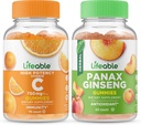 Ζωηρή βιταμίνη C 750mg + Panax Ginseng, Gummies Bundle - Μεγάλη γεύση, συμπλήρωμα βιταμίνης, χωρίς γλουτένη, GMO δωρεάν, Μασώμενα Gummy