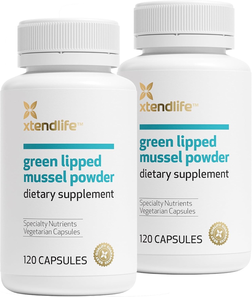 Xtendlife Green Lipped Mussel Powder - 2400mg συμπλήρωμα με Ωμέγα-3 λιπαρά οξέα από τη Νέα Ζηλανδία για την κοινή υγεία, 120 κάψουλες (2 Συσκευασία)