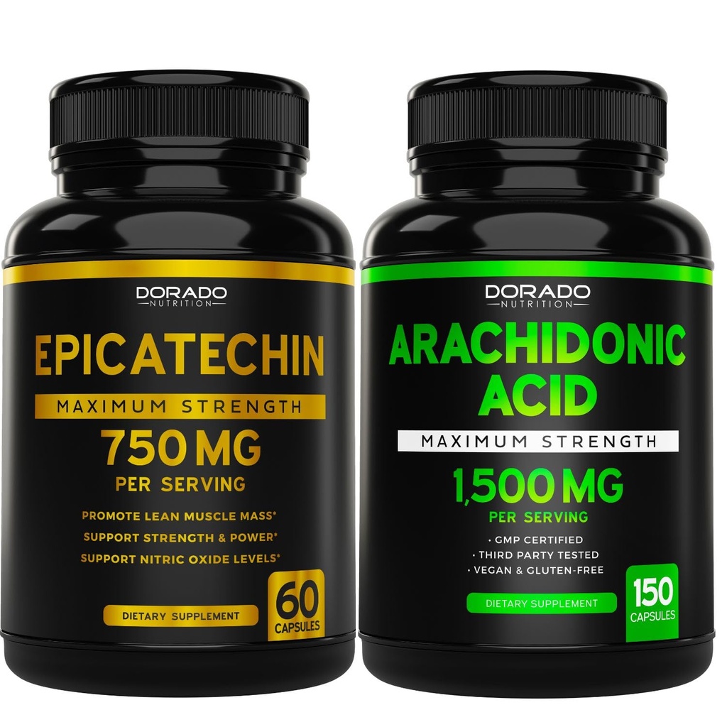 DORADO NUTRITION Epicatechin Extract 750mg ανά υπηρεσία - (120 κάψουλες) και Arachidonic Acid Supplement 1500mg (150 κάψουλες)
